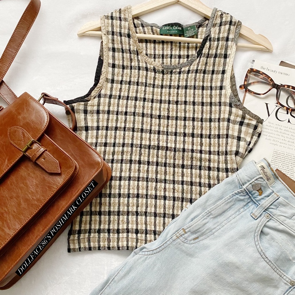 90’s Vintage Checkered Cropped Tank Top